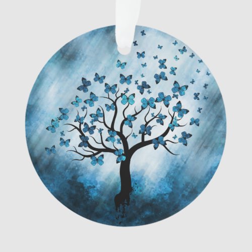 Butterfly Tree _ Blue Marble Mist Ornament