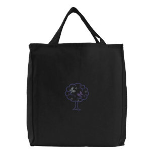 Butterfly Tree Embroidered Tote Bag