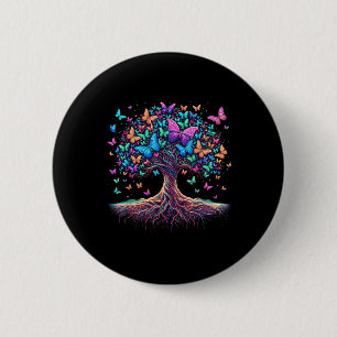 Butterfly Tree Nature Button