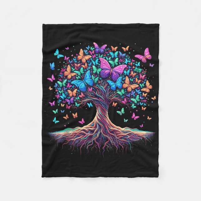 Butterfly Tree Nature  Fleece Blanket (Front)