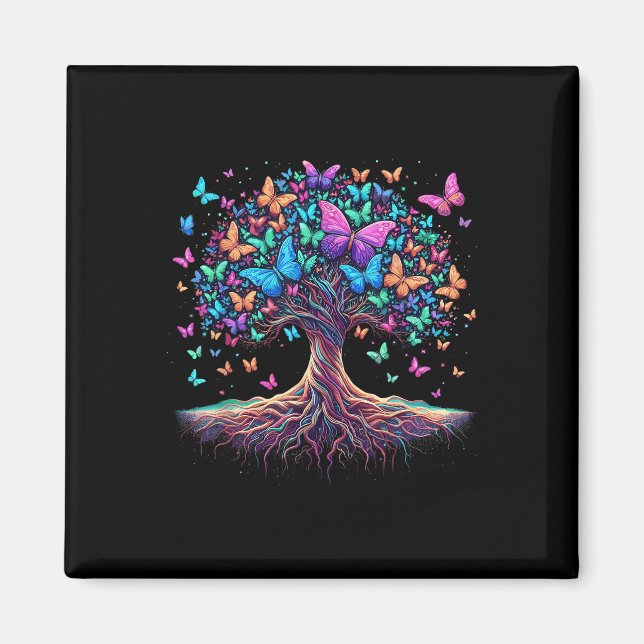 Butterfly Tree Nature  Magnet (Front)