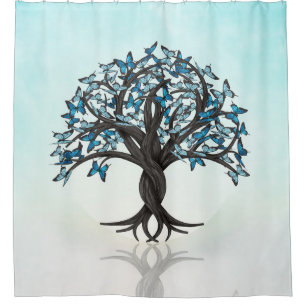 Butterfly Tree of life - Papilio Ulysses Shower Curtain