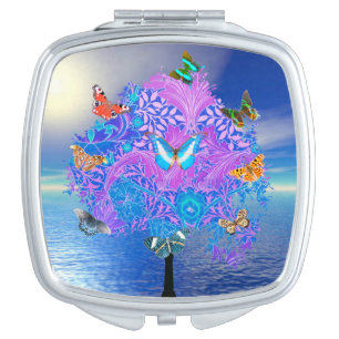 Butterfly Tree Photo Enlargement Compact Mirror