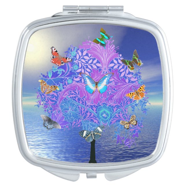 Butterfly Tree Photo Enlargement Compact Mirror (Front)