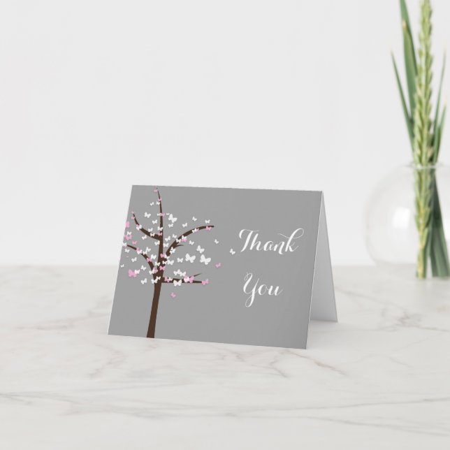 Butterfly Tree Sweet Thank You Greeting Fold Card (Front)