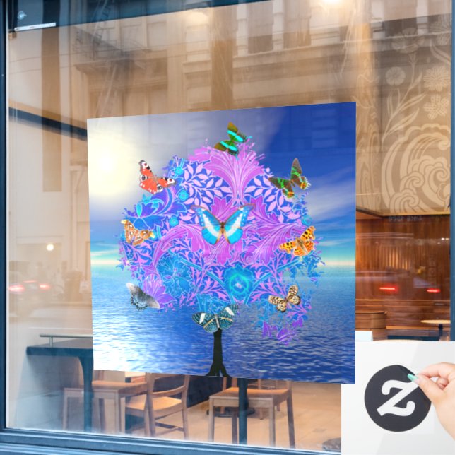 Butterfly Tree  Window Cling (Cafe Window)