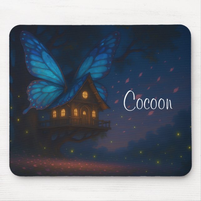 Butterfly Treehouse at Night Mousepad (Front)