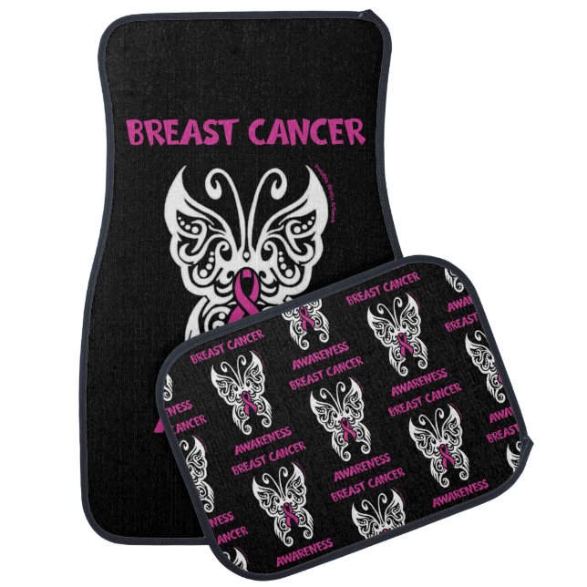 Butterfly/Tribal...Breast Cancer Car Floor Mat (Set)