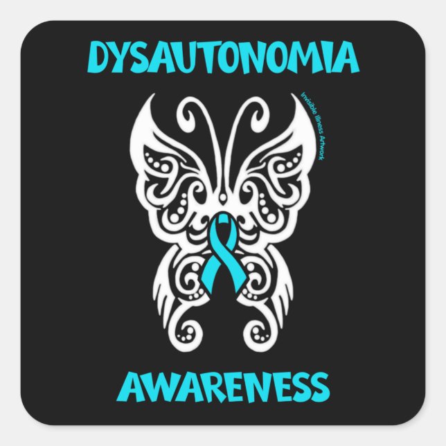 Butterfly/Tribal...Dysautonomia Square Sticker (Front)