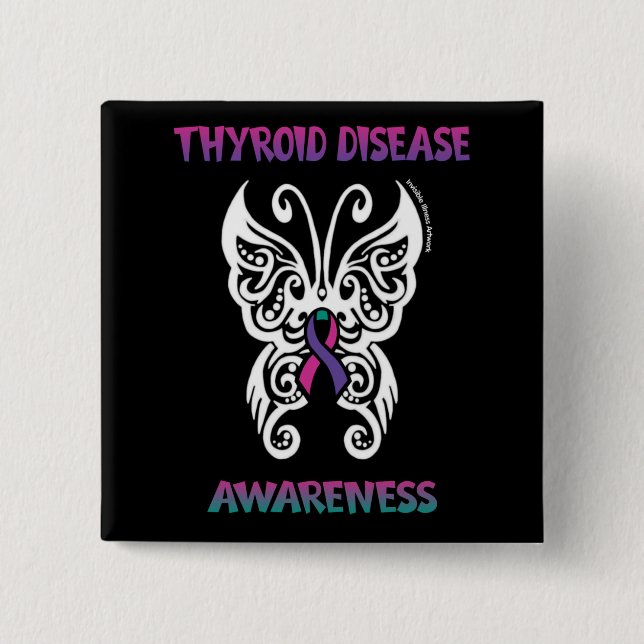 Butterfly/Tribal...Thyroid Disease Button (Front)