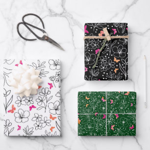butterfly trio wrapping paper