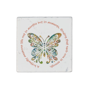 Butterfly - Tropical Colors w/ Quote Stone Magnet