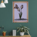 Butterfly Tulips Print, Poster