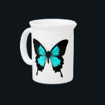 Butterfly - turquoise blue and black drink pitcher<br><div class="desc">Butterfly - turquoise blue and black - digitally enhanced photo print in black and soft turquoise</div>
