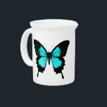 Butterfly - turquoise blue and black drink pitcher<br><div class="desc">Butterfly - turquoise blue and black - digitally enhanced photo print in black and soft turquoise</div>