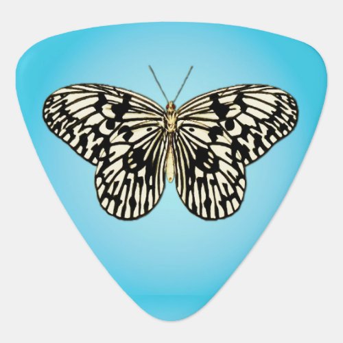 Butterfly _ turquoise blue and black guitar pick