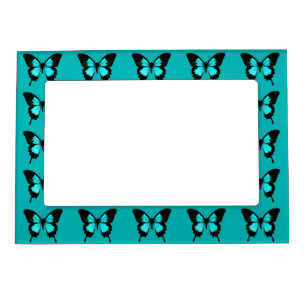 Butterfly - turquoise blue and black magnetic photo frame