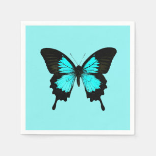 Butterfly - turquoise blue and black napkins