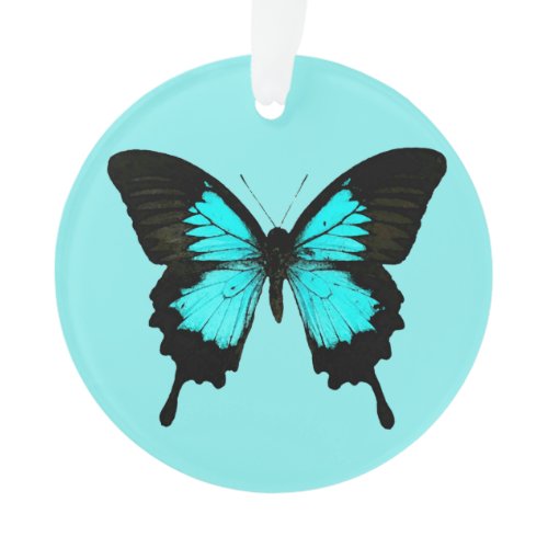 Butterfly - turquoise blue and black ornament