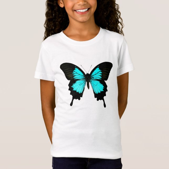 Butterfly - turquoise blue and black T-Shirt (Front)