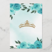 Butterfly Turquoise Roses Quinceanera Real Foil Invitation (Back)