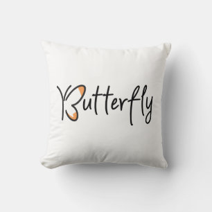 Butterfly Typography, Butterfly Throw Pillow