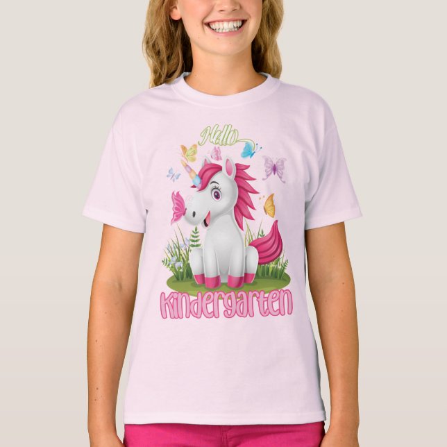 Butterfly Unicorn Kindergarten Back to School T-Shirt (Front)