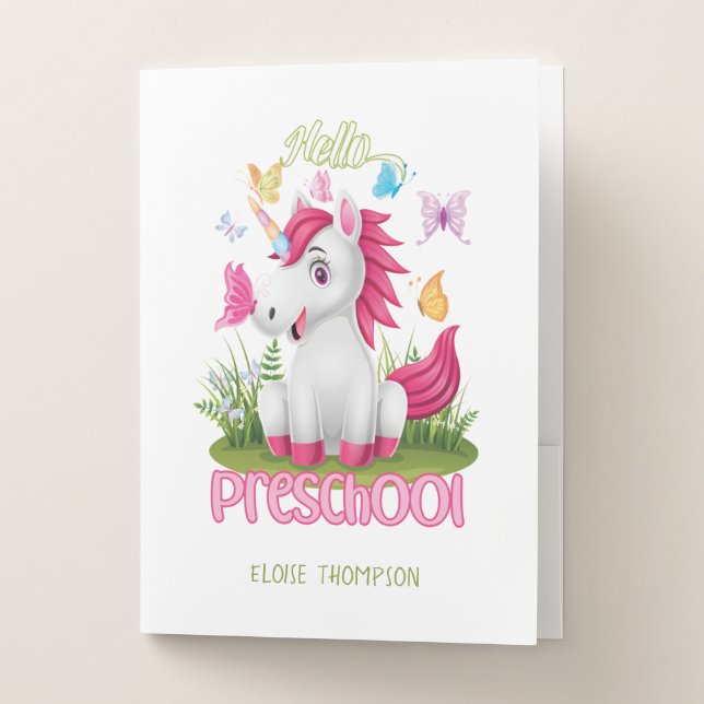 Butterfly Unicorn Preschool Back to School     Pocket Folder (Front)