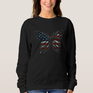 Butterfly USA Flag 4th of July For Women Girl  1 Sweatshirt