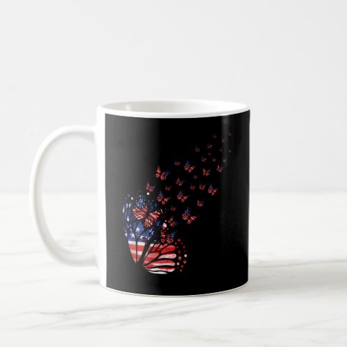 Butterfly Usa Flag 4Th Of July Patriotic American Coffee Mug