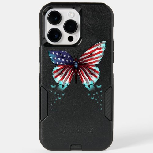 Butterfly USA Flag Cute 4th Of July American Girl  OtterBox iPhone 14 Pro Max Case