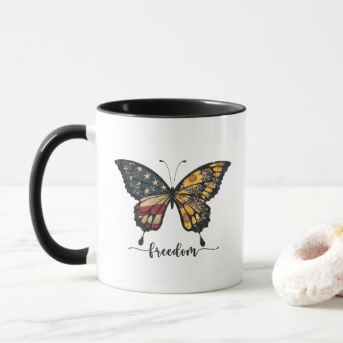 Butterfly USA Flag Freedom Mug