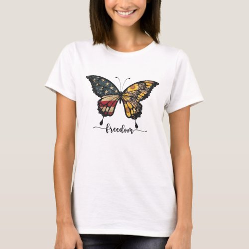 Butterfly USA Flag Freedom T_Shirt