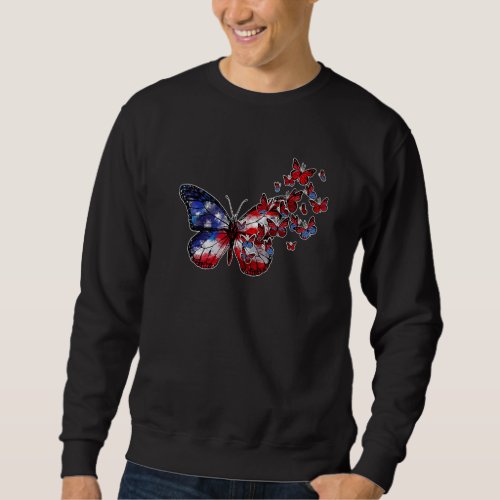 Butterfly USA Flag Patriotic 4th Of July American  Sweatshirt