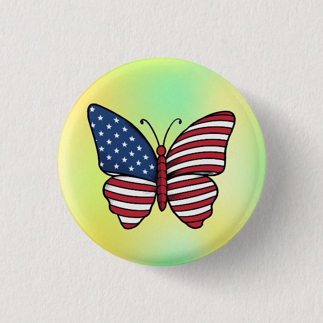 Butterfly USA Flag Sublimation-62614 Button (Front)