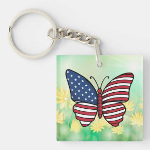 Butterfly USA Flag Sublimation-62614 Keychain