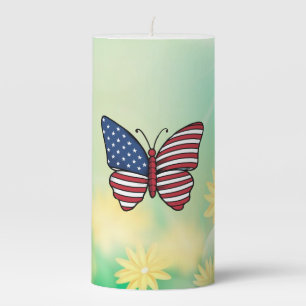 Butterfly USA Flag Sublimation-62614 Pillar Candle