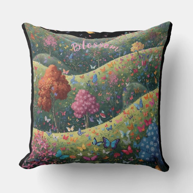 Butterfly Valley Throw Pillow (Front)