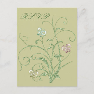 Butterfly Vine Wedding RSVP Postcard