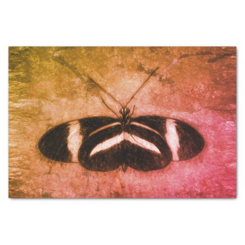 Butterfly Vintage Antique Brown Pink Black Texture Tissue Paper
