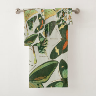 Butterfly Vintage Antique Butterflies Art Bath Towel Set