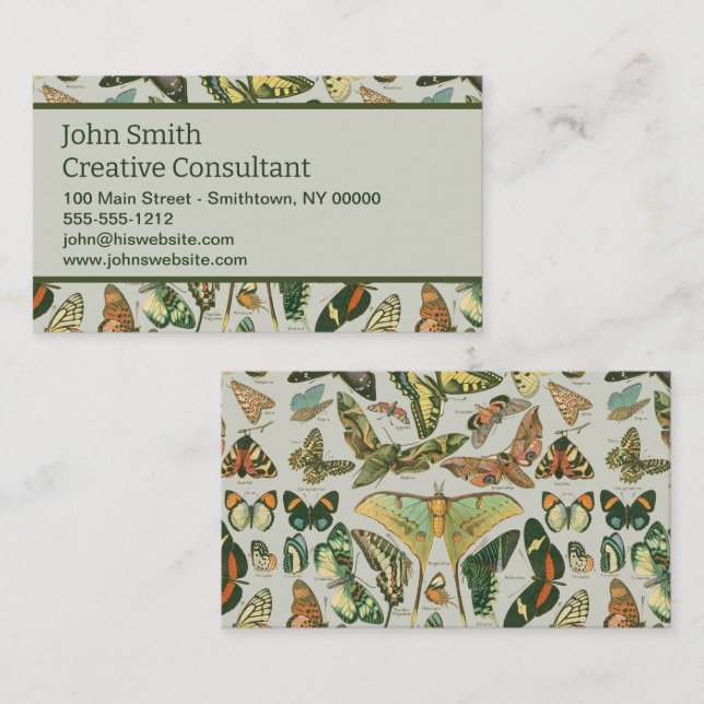 Butterfly Vintage Antique Butterflies Art Business Card (Front/Back)