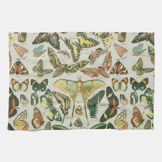 Butterfly Vintage Antique Butterflies Art Kitchen Towel (Horizontal)