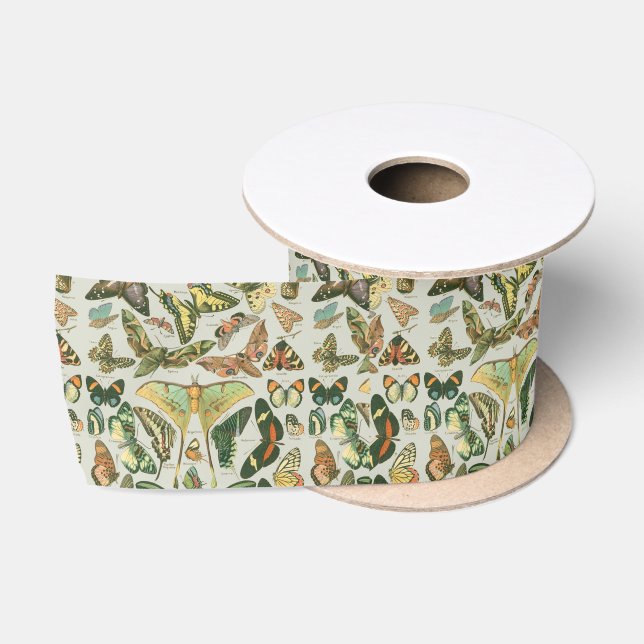 Butterfly Vintage Antique Butterflies Art Satin Ribbon (Spool)