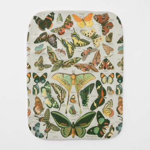 Butterfly Vintage Antique Butterflies Pattern Baby Burp Cloth
