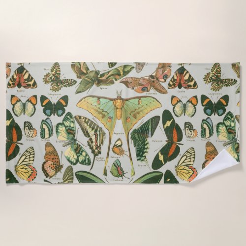 Butterfly Vintage Antique Butterflies Pattern Beach Towel