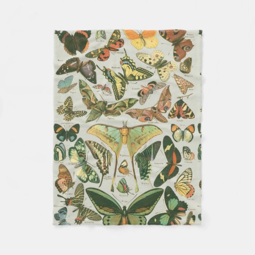 Butterfly Vintage Antique Butterflies Pattern Fleece Blanket