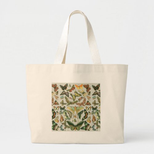 Butterfly Vintage Antique Butterflies Pattern Large Tote Bag