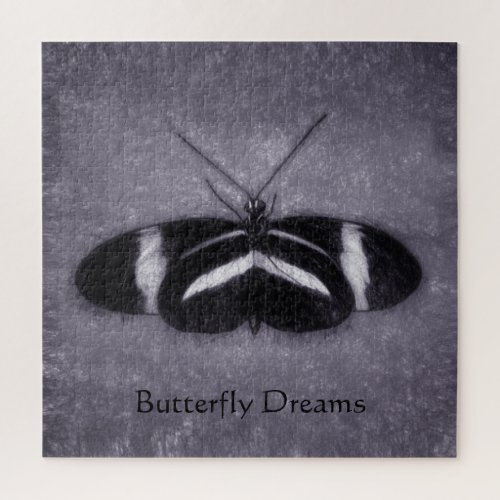 Butterfly Vintage Antique Purple Black Art Jigsaw Puzzle