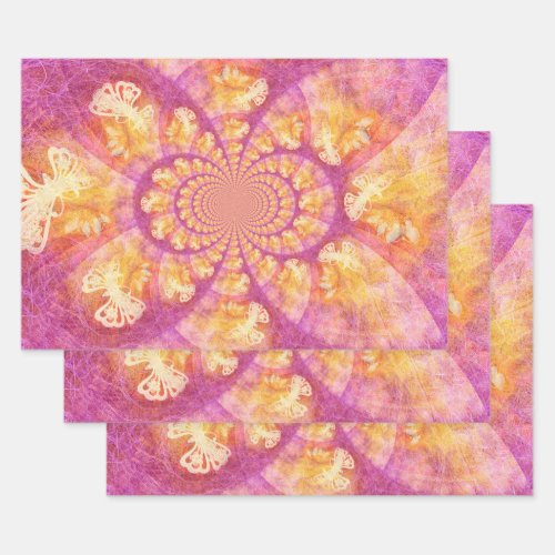 Butterfly Vintage Boho  Purple Gold Kaleidoscope Wrapping Paper Sheets